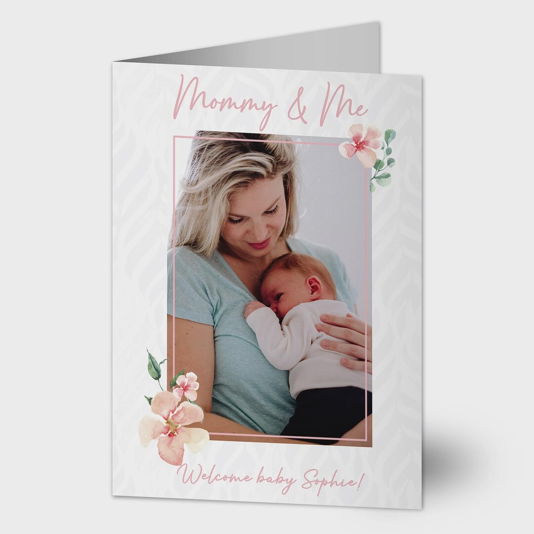Personalized Mother’s Day Photo Card – Custom Floral Greeting Card for ...