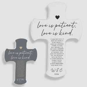 Love Is Patient Personalized Wedding Cross – Gifts for Wedding – Religious Wedding Gifts – Gifts for Couples – Personalized Wall Cross
