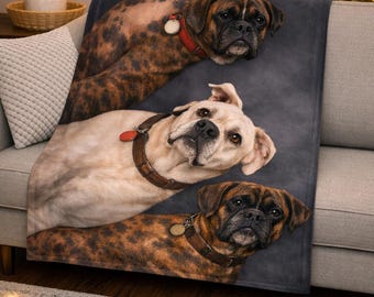 Cartoon Your Pet Personalized 50x60 Plush Fleece Photo Blanket, Personalized Blanket, Custom Photo Blanket, Pet Photo Blanket, Photo Collage