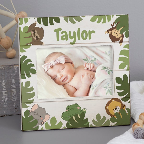 Jolly Jungle Personalized Wood Frame, Baby Gift, New Baby Gift, Baby Shower, Nursery Decor