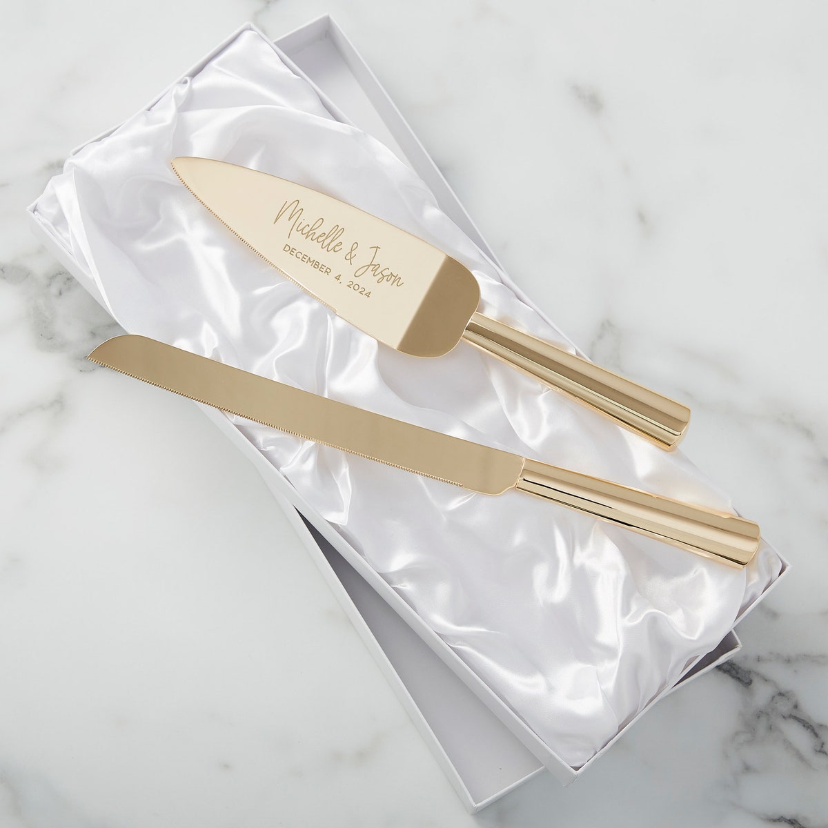 Modern Engraved Gold Cake Knife & Server or Flute Set, Wedding, Custom Cake Serving Set, Gifts for Wedding, Wedding Cakes, Newlyweds, Flutes - Etsy