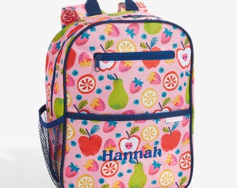 Fruit Print Kids Backpack – Personalized School Bag – Toddler Backpack – Gift for Girls – Back to School – Embroidered Bookbag