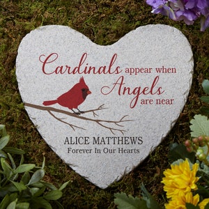 Cardinal Memorial Personalized Heart Garden Stone, Personalized Memorial Gifts, Gifts for Sympathy