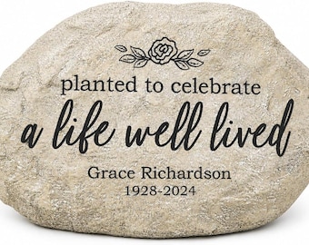 Personalized A Life Well Lived Memorial Garden Stone – A Life Well Lived Remembrance Decor