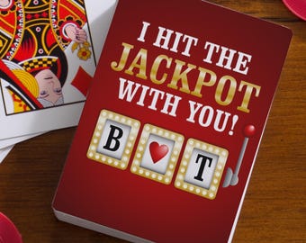 Hit the Jackpot Personalized Playing Cards, Housewarming Gift, Gift For Him, Deck of Cards, Poker Cards, Game Night, Poker Night, Men's Gift