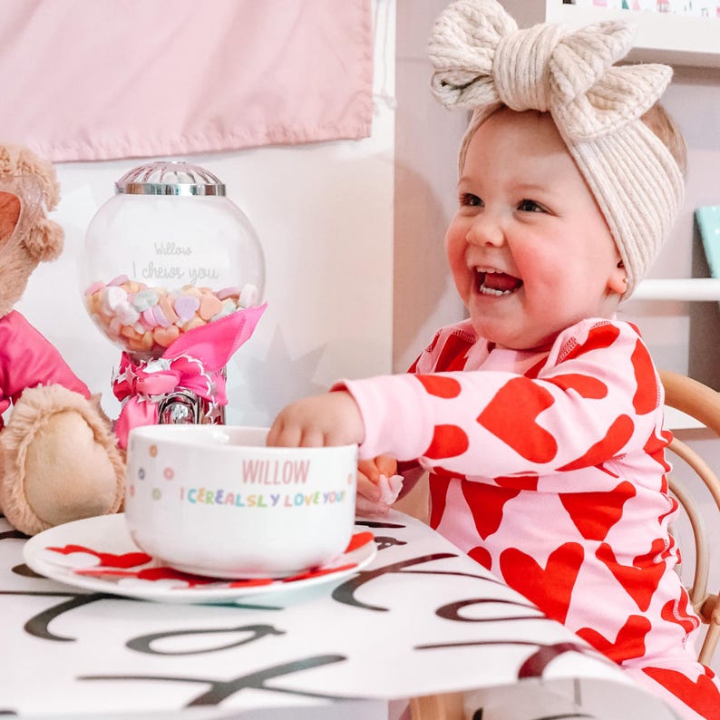 I Cerealsly Love You Personalized Kids Cereal Bowl, Valentine's Day Gifts for Kids, Children's Valentine's Day image 9