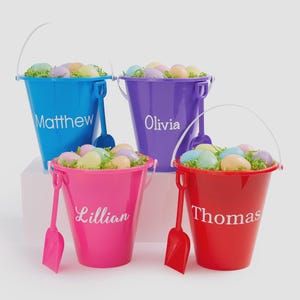 Personalized Easter Bucket – Custom Name Easter Pail and Shovel – Kids Easter Basket – Sandbox Toy Pail for Children – Outdoor Toddlers Toys