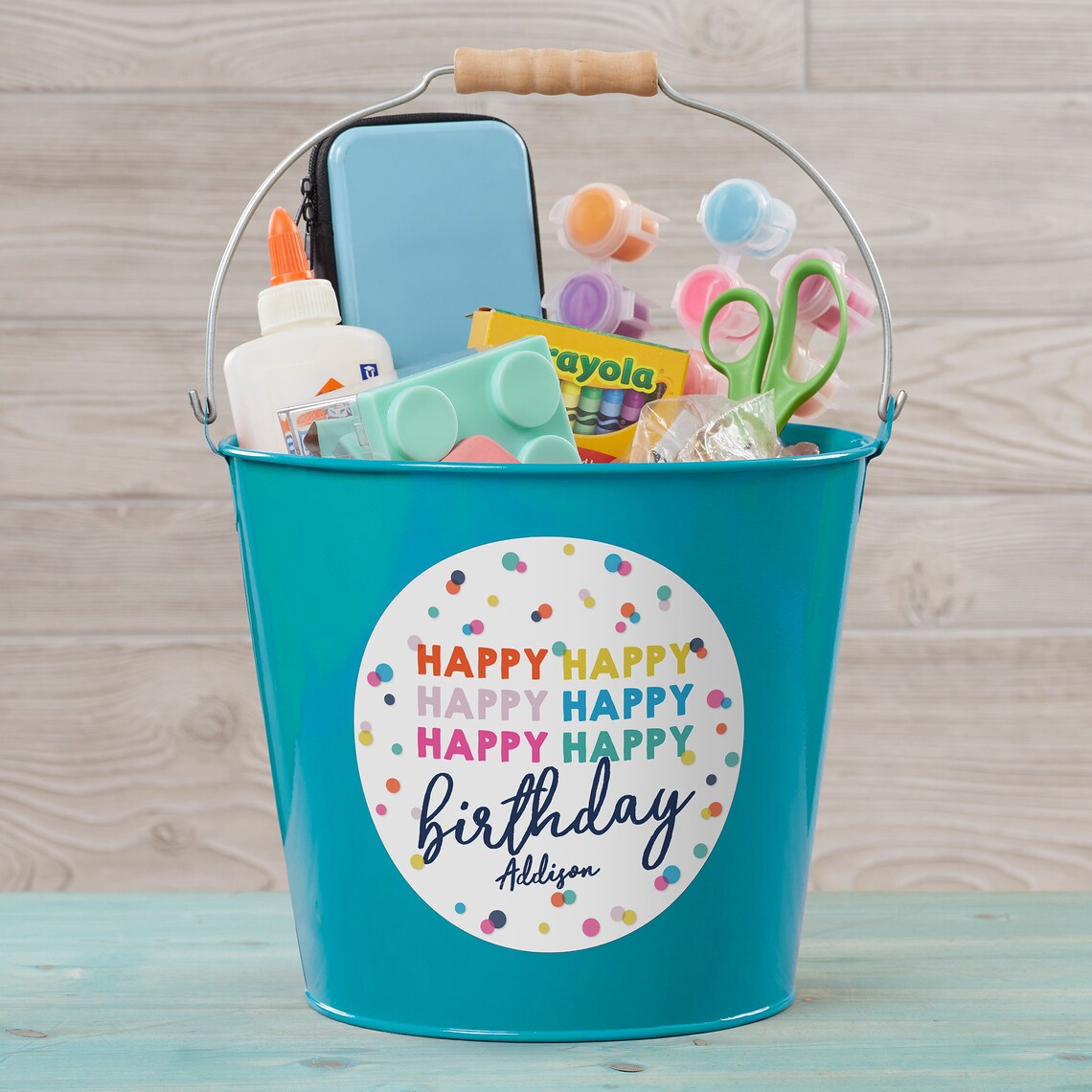 Happy Happy Birthday Personalized Metal Bucket Birthday Gift Etsy
