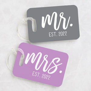 Mr. & Mrs. Personalized Luggage Tag 2 Piece Set, Personalized Wedding Gifts, Honeymoon Gifts, Gifts for Newlywed Couple