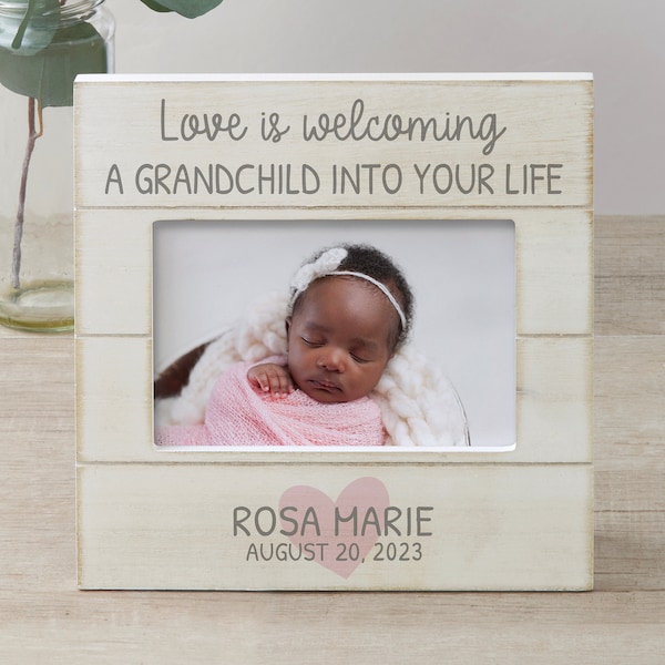 Love Is... Grandparents Personalized Wood Picture Frame, Gifts for Grandparent, Cottage Core Baby Frame, Pregnancy Announcement Grandparents