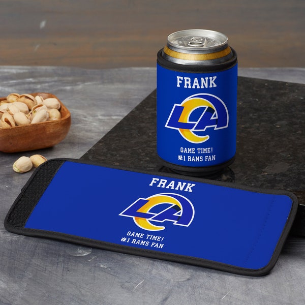 NFL Los Angeles Rams Personalized Can & Bottle Wrap, Sport Gifts, Personalized Gifts for Dad, Gifts for Him, Beer Gifts
