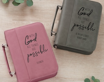 Personalized Bible Cover, Engraved Bible Cover, Engraved Bible Case, Custom Bible Carrier, Leather Bible Cover, Bible Verse Gifts