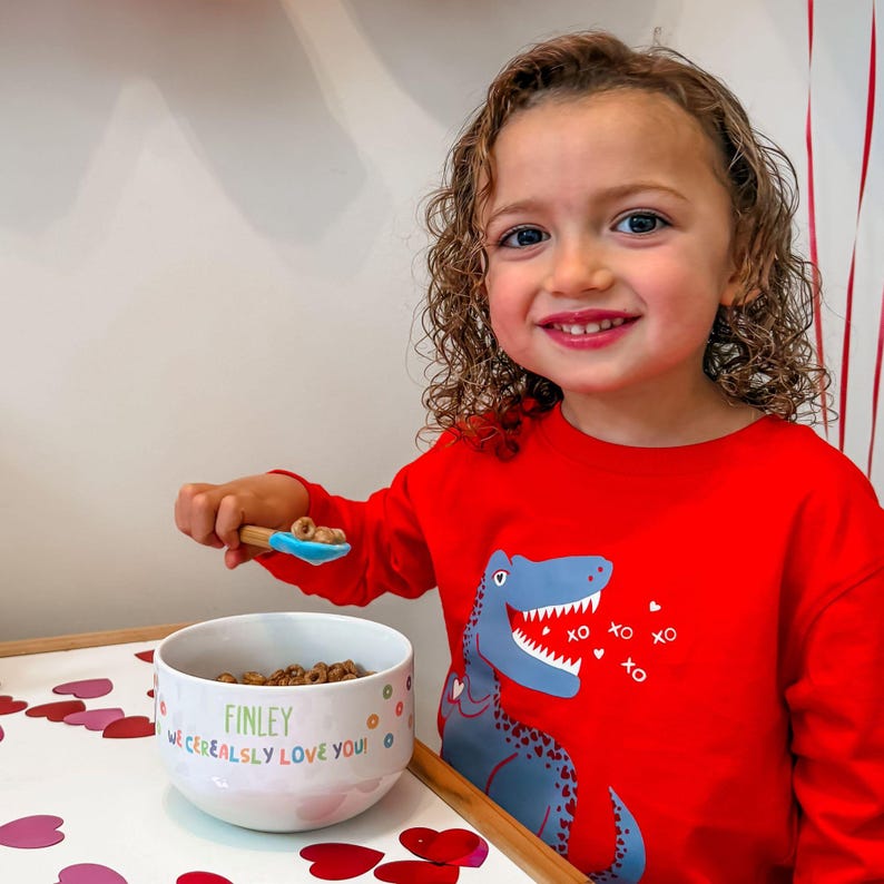 I Cerealsly Love You Personalized Kids Cereal Bowl, Valentine's Day Gifts for Kids, Children's Valentine's Day image 7
