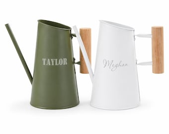Personalized Name Metal Watering Can – Custom Galvanized Steel Garden Watering Can – Modern fancy Gardening Gifts for Her