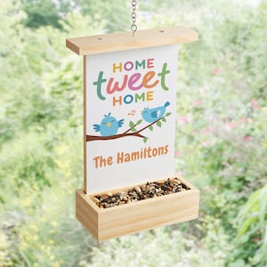 Personalized Home Tweet Home Bird Feeder - Custom Pinewood Outdoor Feeder Gift for Garden - Rustic Gift for Bird Lovers