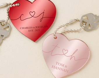 Drawn Together By Love Personalized Heart Shape Acrylic Keychain, Gifts for Her, Women's Gift, Couple's Gift, Gifts for Him, Valentine's Day
