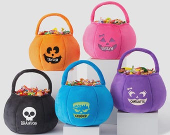Personalized Jack O Lantern Halloween Treat Bag – Embroidered Pumpkin Trick or Treat Bag