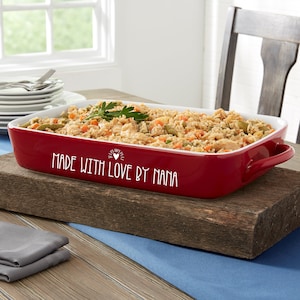 Made With Love Personalized Casserole Baking Dish, Personalized Cookware, Personalized Mother&#39;s Day Gift