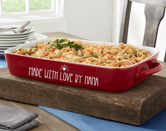 Made With Love Personalized Casserole Baking Dish, Personalized Cookware, Personalized Mother's Day Gift