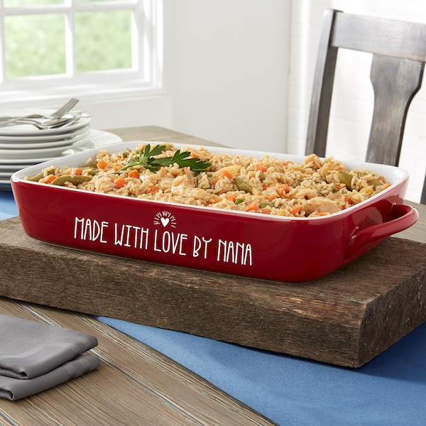 Made With Love Personalized Casserole Baking Dish, Personalized Cookware, Personalized Mother's Day Gift