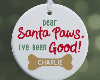 Personalized Santa Paws Dog Ornament – Custom Pet Christmas Keepsake for Dog Lovers