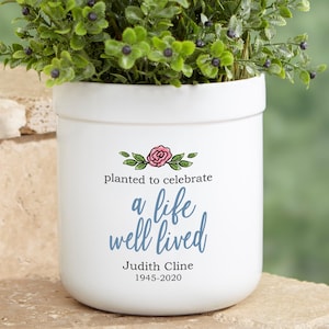 Planted to Celebrate a Life Personalized Memorial Outdoor Flower Pot, Personalized Memorial Gifts, Custom Sympathy Gift, In Loving Memory