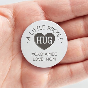 Pocket Hug Personalized Metal Pocket Token, Valentine's Day Gift, Anxiety Gift, Brave Token, First Day of School, Back to School Gift