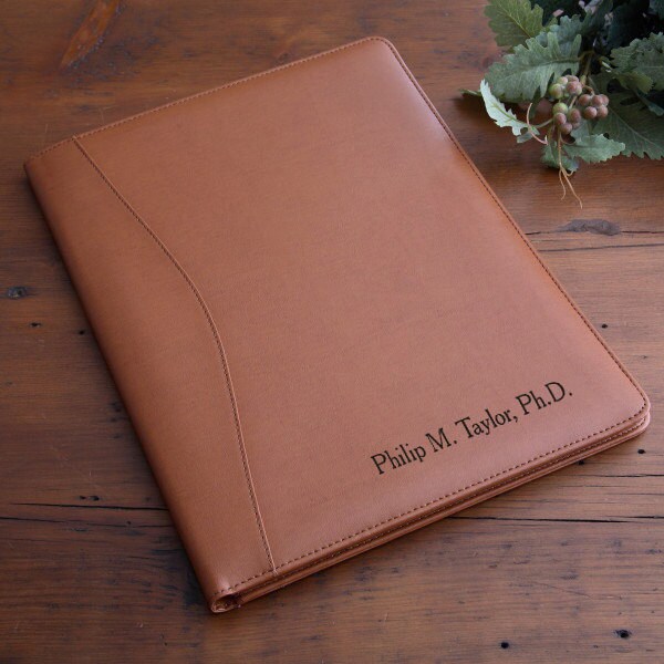 Executive Tan Leather Personalized Portfolio, Custom Portfolio, Portf…