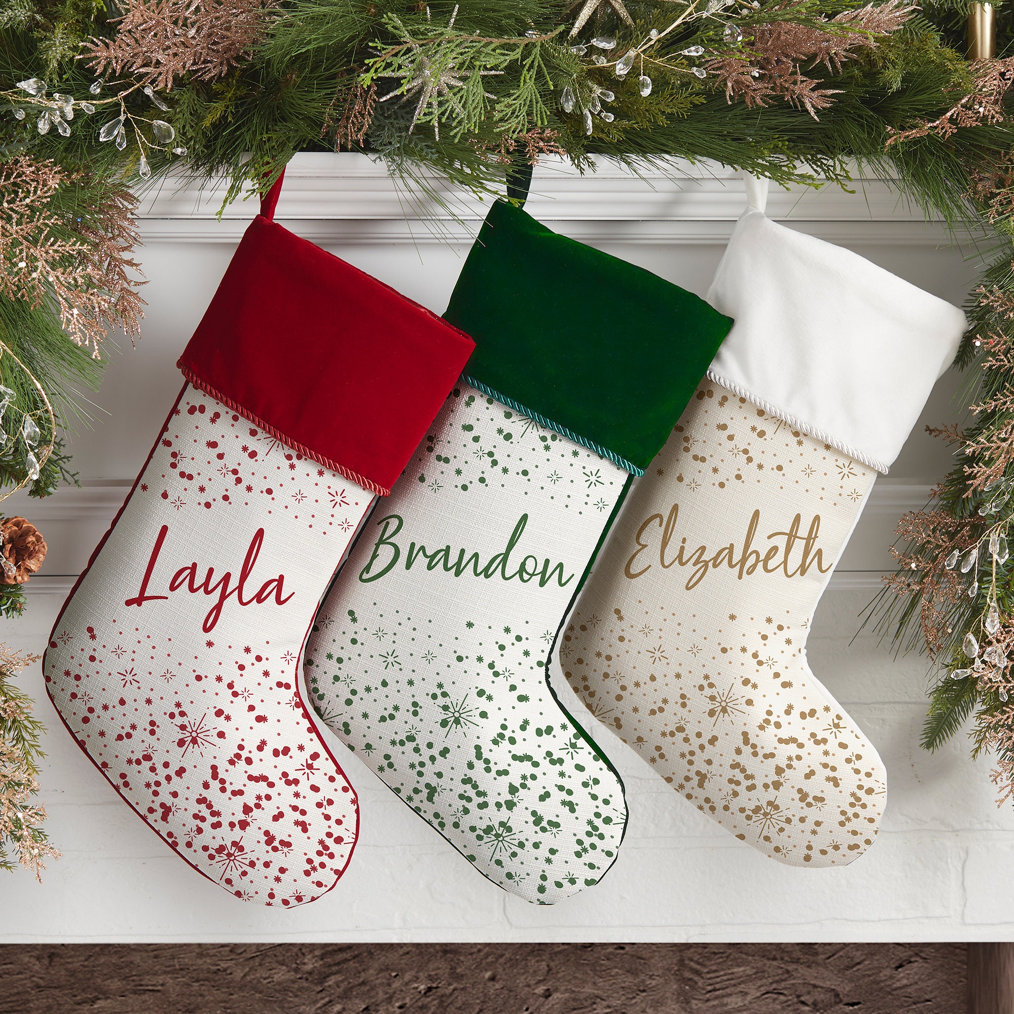 34 Adorable Christmas Stocking Ideas to Hang with Pride: Festive Flair for Your Fireplace 7 Starburst Name Personalized Christmas Stockings - Holiday Stocking -…