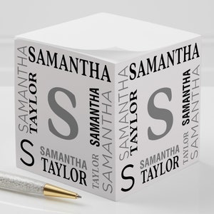Notable Name Personalized Paper Note Cube, Gifts for Her, Monogram Stationery, Office Gifts image 1