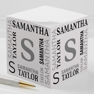 Notable Name Personalized Paper Note Cube, Gifts for Her, Monogram Stationery, Office Gifts