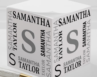 Notable Name Personalized Paper Note Cube, Gifts for Her, Monogram Stationery, Office Gifts