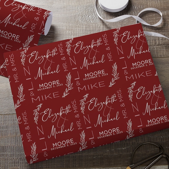 Elegant Couple Personalized Wedding Wrapping Paper, Wedding Gift Wrap, Wedding Gift, Custom Gift Wrap, Gifts for Couples, Wedding Present
