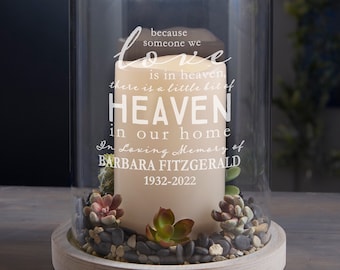 Heaven in Our Home Personalized Memorial Hurricane Candle Holder, Personalized Memorial Gift, Sympathy Gift