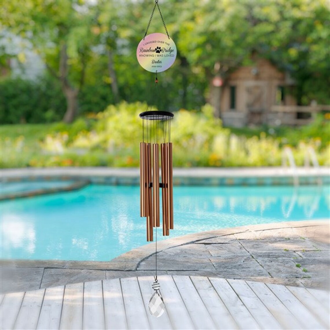 Rainbow Bridge Pet Memorial Personalized Photo Wind Chime, in Memory Of ...