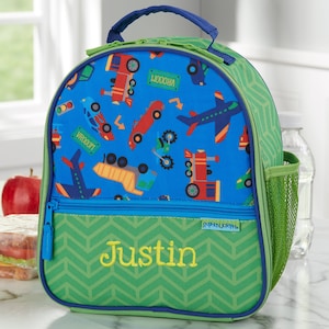 Vehicles Print Personalized Lunch Bag, Personalized Back to School Gifts, Gifts for Kids, Embroidered Kids Lunch Box, Personalized Lunchbox