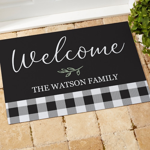 Black & White Buffalo Check Personalized Doormats Custom Fall Etsy