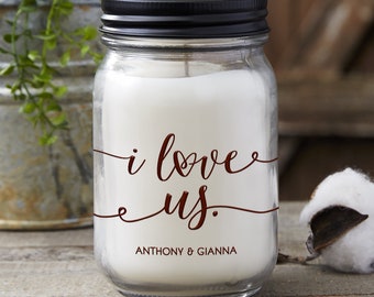 I Love Us Personalized Candle Jar, Couple Gifts, Gifts for Her, Anniversary Gift