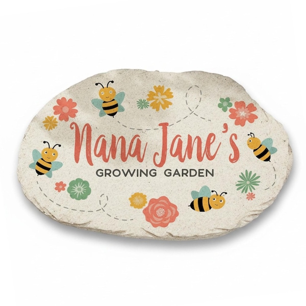 Personalized Custom Bee Happy Garden Stone – Grandma Outdoor Décor – Mother’s Day Gift