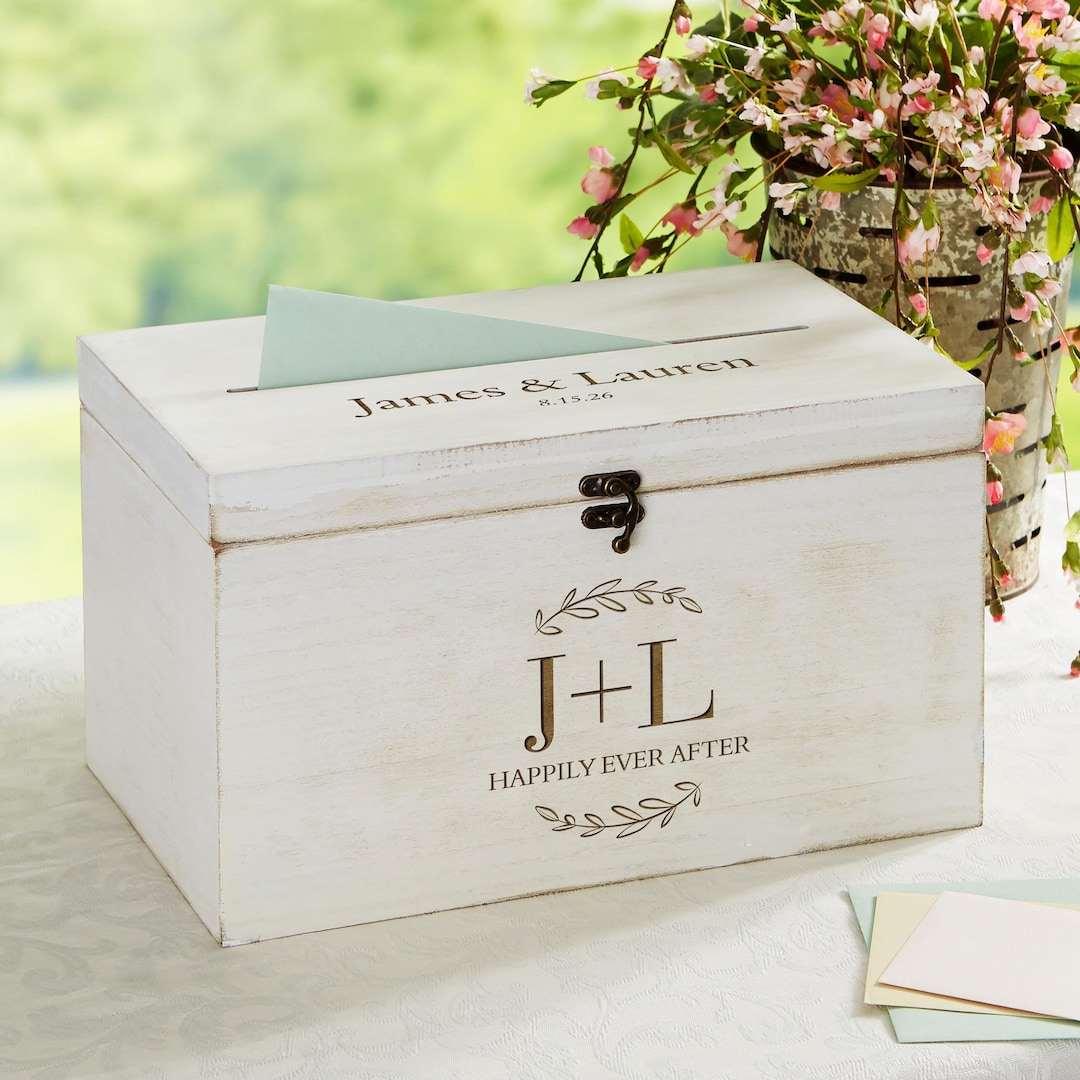 Rustic Wedding Card Box With Lock – Personalized Wooden Keepsake ...