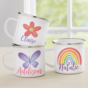 Watercolor Brights Personalized Kids Enamel Mug, Personalized Kitchenware, Personalized Gift for Kids, Kids Gifts, Kids Cup