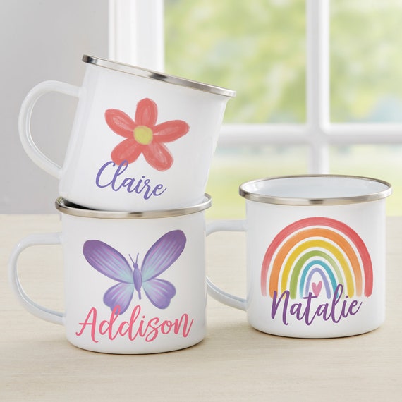 Watercolor Brights Personalized Kids Enamel Mug, Personalized Kitchenware,  Personalized Gift for Kids, Kids Gifts, Kids Cup 