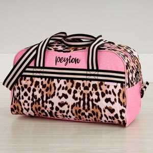 Leopard Embroidered Duffel Bag by Stephen Joseph, Gifts for Kids, Travel Bag, Personalized Duffel