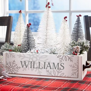 Silver and Gold Snowflakes Personalized Wood Centerpiece Box, Winter ...