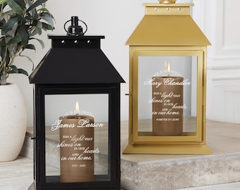Personalized Memorial Candle Lantern: Forget Me Not Keepsake
