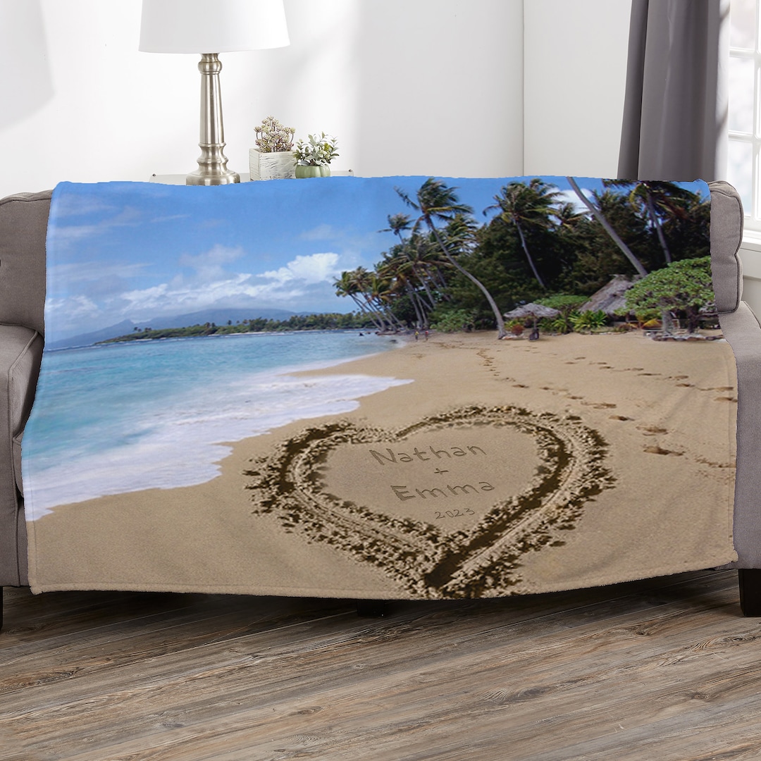 Our Paradise Island Personalized Wedding Blanket, Custom Throw Blanket