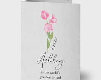 Personalized Birth Flower Card – Custom Name Floral Greeting Card for Mother’s Day (5" x 7")