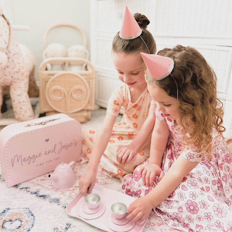 Personalized 15 pc. Pink Polka Dot Tea Set – Personalized Toys for Kids – Personalized Kid Gift – birthday gift for girls – custom tea set image 7