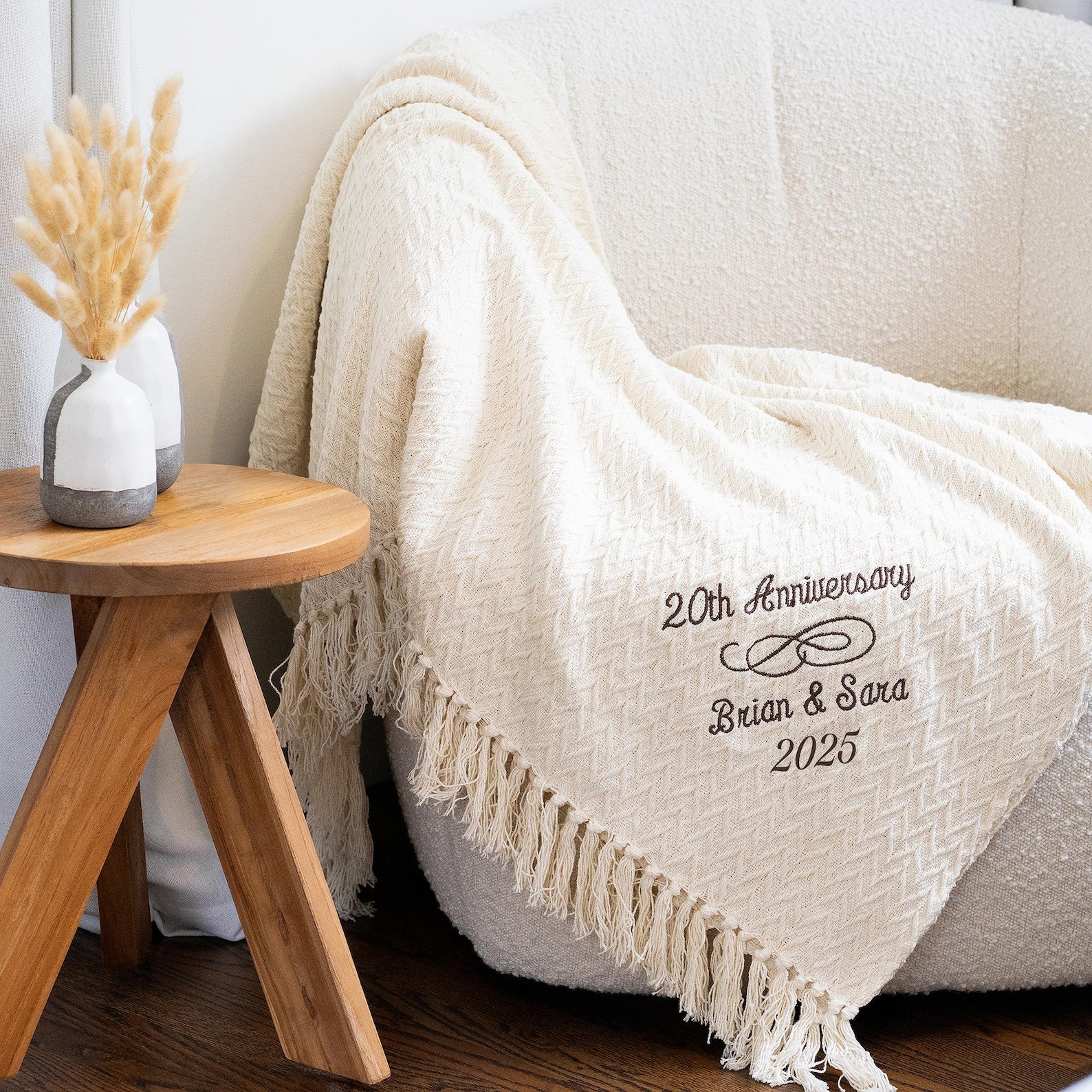 Custom Anniversary Throw Blanket – Personalized Cotton Afghan – Cozy ...