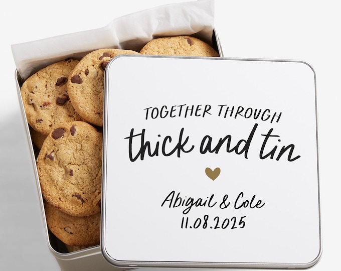 Personalized Anniversary Gift – Custom Cookie Tin for Couples – Anniversary Tin Keepsake Box – Wedding Favors – Engagement Gift